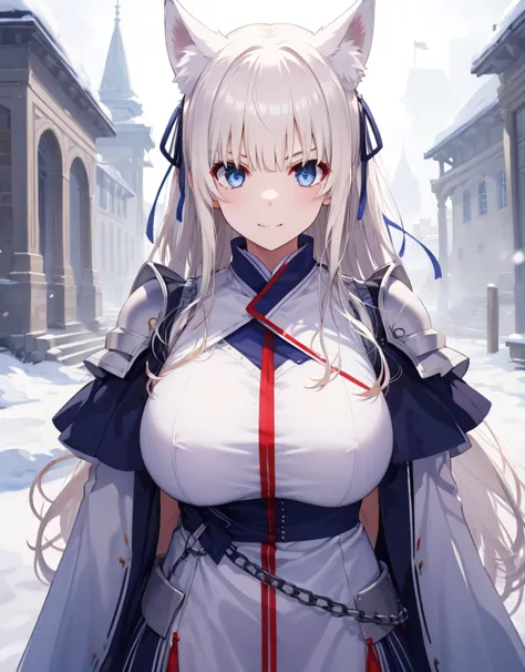 [[[ ultra-detailed, best quality, soft skin, beautiful, 4k]]] white hair, blue eyes, tied-up hair, slender body, dynamic angle, ...