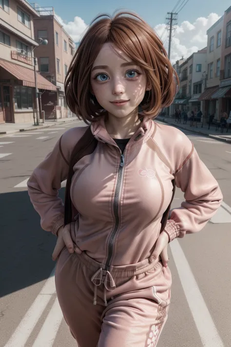 ochakouraraka, ochako uraraka, (uraraka ochako:1.5), (eyes browns:1.5), for the chestnut, shorth hair, blush,
break (jogging sui...