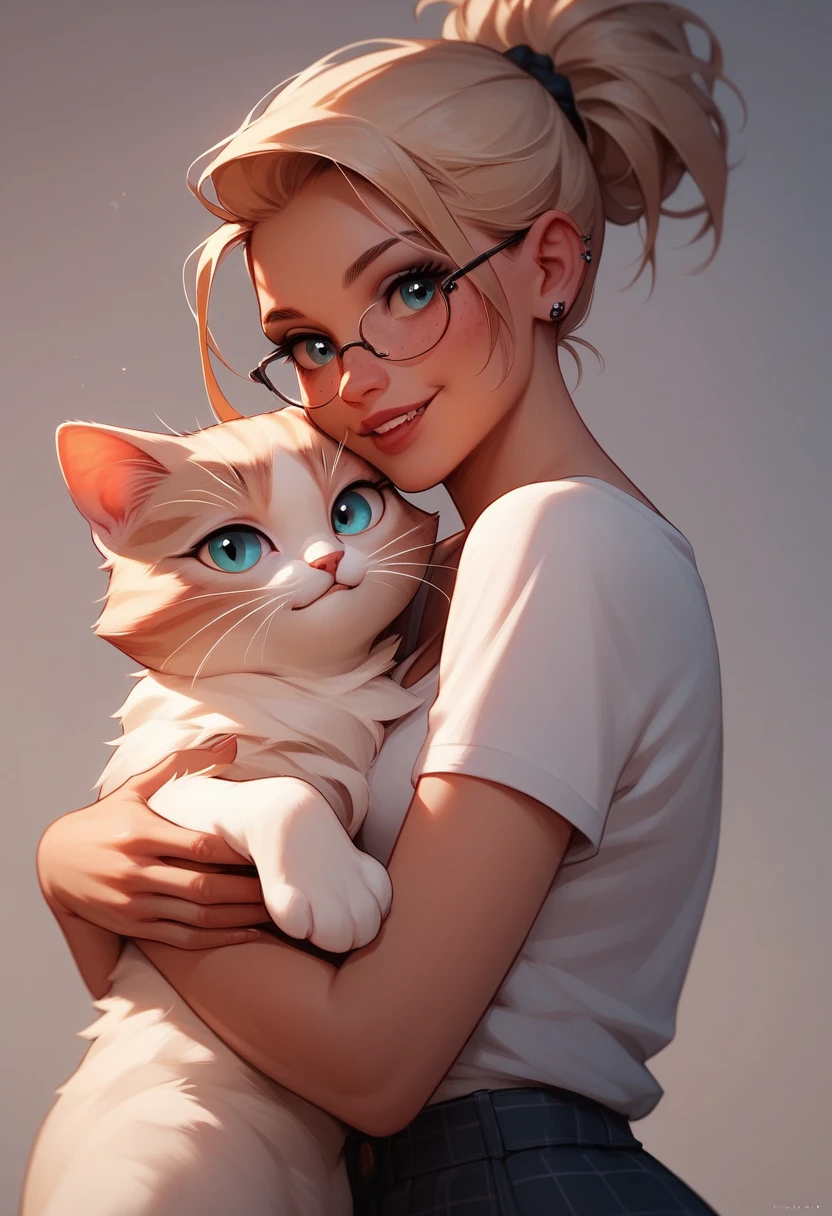 score_9, score_8_up, score_7_up, score_6_up, p3tl0v3, 1girl, hugging cat