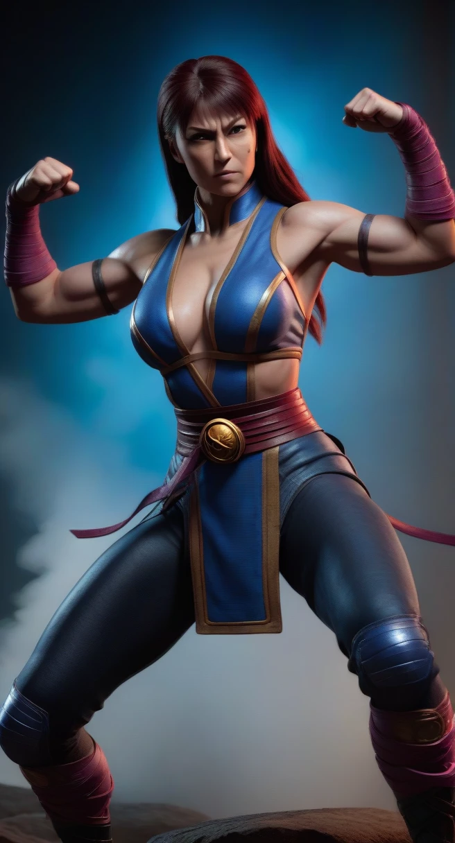 A woman in a fighting stance,milena from mortal kombat,full body shot -  SeaArt AI