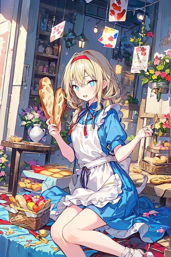 (perky chest:1.2), (pointed chest:1.2),(((Black Tunic:1.3))),(((cakes and bread in the basket),Cute and beautiful girl,Cute round face,Cute smile,with blush cheeks,Red Lip,a girl 17 years old, nsfw:1.2, beautiful body:1.3), shinny skin, BREAK, ((alice in the wonderland:1.3, cute, kawaii, lovely, funny, a girl falling down from sky:1.3, girl flying in sky:1.4, girl floating in air:1.5, rolling upskirt by wind:1.6, (with sparkling eyes and a contagious smile),open mouth, Looking at Viewer, surprised, putting hands on crotch over the skirts:1.5)), BREAK, ((floating things as follows:1.3, PlayingCards, Trump, tea cup, tea pot, tea spoons, pocket watch:1.3, lip sticks, candies:1.2, cookies, jam bottles, classical door_keys)), ((long purply_Blue dress :1.5, wearing long flaired skirt:1.3, the skirt is blowing:1.3, cute pink Apron, black stockingedium long platinum-blonde hair:1.2, twin tail hair:1.6, tied hair with a large ribbon), (Blue eyes, bright pupils with highlights, detailed eyes), (lying down on your back:0.7, spreading legs with rising up straight:0.7), sexy posture, fantastic colorful art, (fantasy art:1.2, wondered images), ((correct anatomy:1.5, perfect anatomy:1.3, correct hand, small foot:1.2)),
