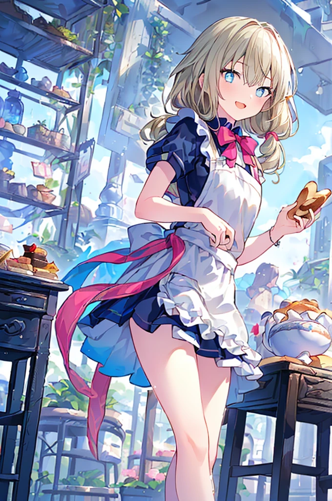 (perky chest:1.2), (pointed chest:1.2),(((Black Tunic:1.3))),(((cakes and bread in the basket),Cute and beautiful girl,Cute round face,Cute smile,with blush cheeks,Red Lip,a girl 17 years old, nsfw:1.2, beautiful body:1.3), shinny skin, BREAK, ((alice in the wonderland:1.3, cute, kawaii, lovely, funny, a girl falling down from sky:1.3, girl flying in sky:1.4, girl floating in air:1.5, rolling upskirt by wind:1.6, (with sparkling eyes and a contagious smile),open mouth, Looking at Viewer, surprised, putting hands on crotch over the skirts:1.5)), BREAK, ((floating things as follows:1.3, PlayingCards, Trump, tea cup, tea pot, tea spoons, pocket watch:1.3, lip sticks, candies:1.2, cookies, jam bottles, classical door_keys)), ((long purply_Blue dress :1.5, wearing long flaired skirt:1.3, the skirt is blowing:1.3, cute pink Apron, black stockingedium long platinum-blonde hair:1.2, twin tail hair:1.6, tied hair with a large ribbon), (Blue eyes, bright pupils with highlights, detailed eyes), (lying down on your back:0.7, spreading legs with rising up straight:0.7), sexy posture, fantastic colorful art, (fantasy art:1.2, wondered images), ((correct anatomy:1.5, perfect anatomy:1.3, correct hand, small foot:1.2)),
