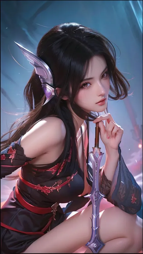 beautiful woman with a sword in her hand, irelia, extremely detailed artgerm, yun ling