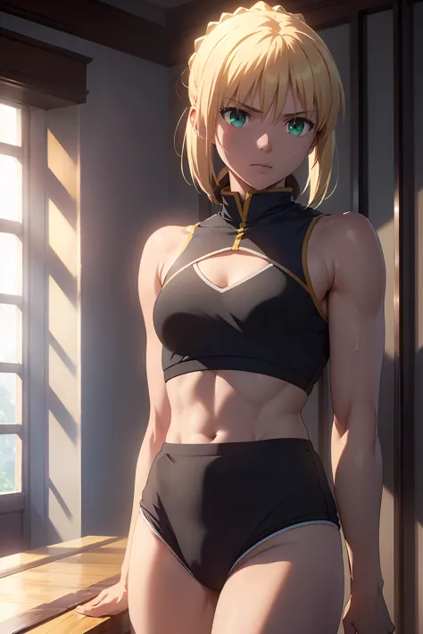 (Highest quality:1.5, High resolution, uhd, 4K, Detailed lighting, Shaders), 　(artoria pendragon), solo short hair short hair,po...