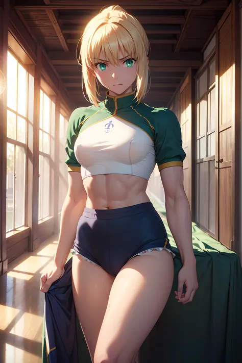 (Highest quality:1.5, High resolution, uhd, 4K, Detailed lighting, Shaders), 　(artoria pendragon),NSFW solo short hair short hai...