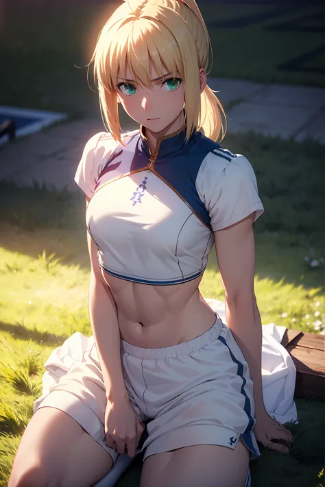 (Highest quality:1.5, High resolution, uhd, 4K, Detailed lighting, Shaders), 　(artoria pendragon),NSFW solo short hair short hai...