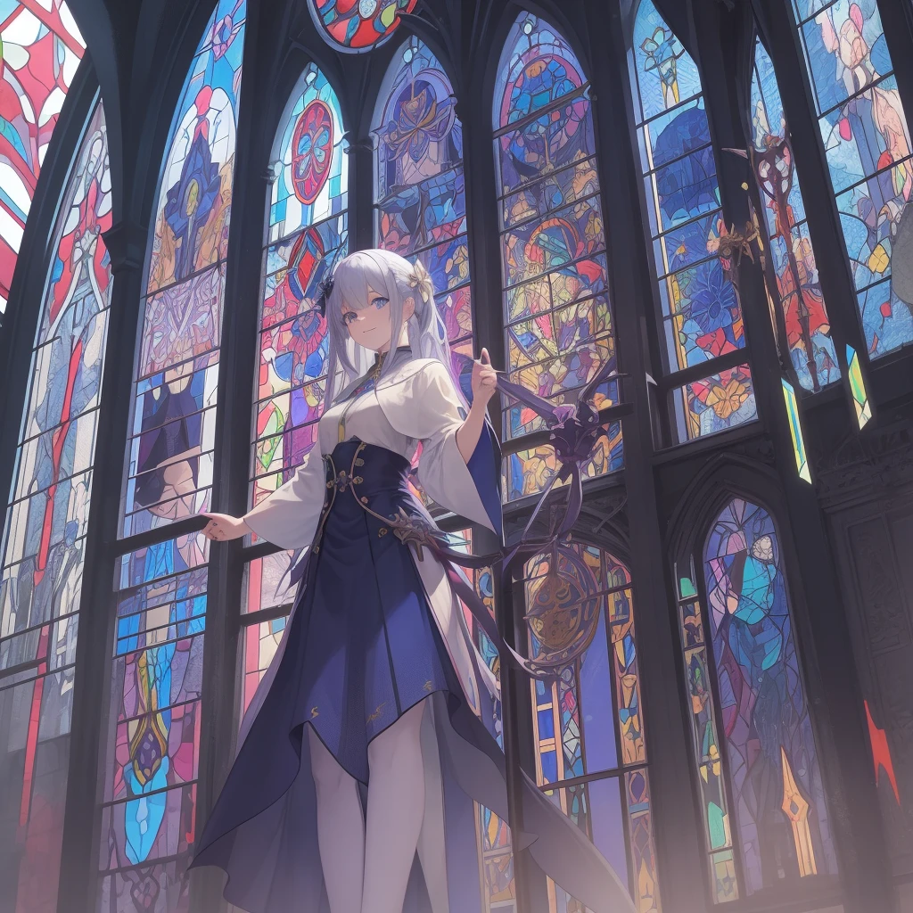 tarot
justice
axis、young woman、smile、Blue Hogow、Cathedral in the background((Stained glass))、Valentine&#39;s Chocolate、Surrounded by believers、Light tones、Gothic style、Decorative edging design。
,Add_Details:1, Add_Details:0, Add_Details:0.5