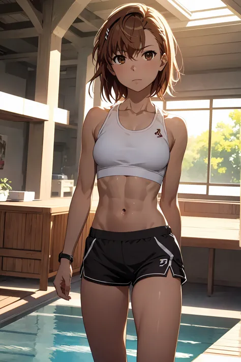 (highest quality:1.5, high resolution, uhd, 4k, detailed lighting, shaders), nsfw misaka mikoto,short hair　brown hair　brown eyes...