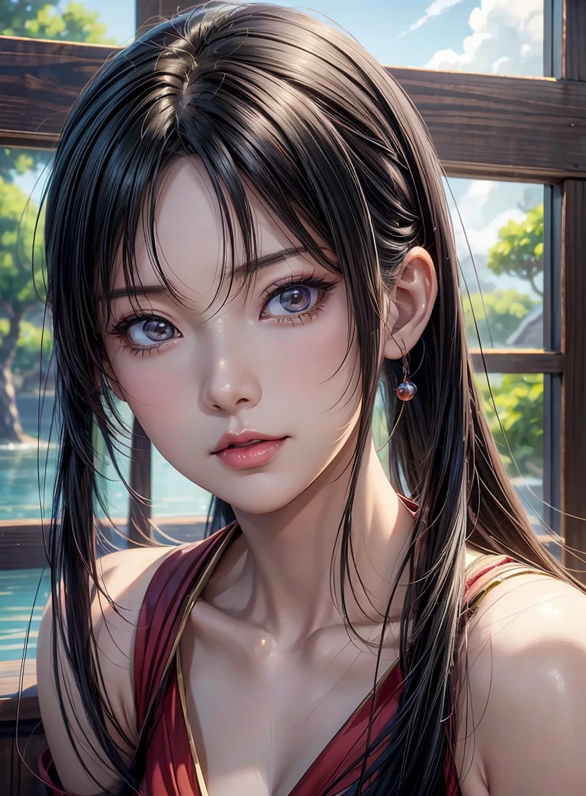 Close-up of an Asian woman, Nico Robin, Produced by Anime Painter Studio, realistic anime artstyle, realistic anime artstyle, Beichuan Ma Lin Fan Art, Beautiful anime portrait, Anime realism style, Beautiful anime woman, Drawing in anime painter studio, High-quality fanart, Murata and Art Germ range, Beautiful anime art style