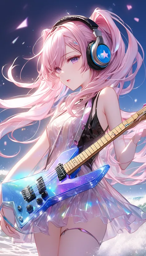 best quality, super fine, 16k, incredibly absurdres, extremely detailed, 2.5D, delicate and dynamic depiction, Megurine Luka, Vo...