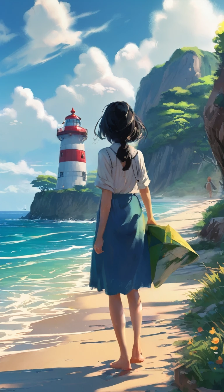 The ocean is right in front of you、Tropics、Ocean、ocean shore、cliff、Bungalow、Resort、turquoise blue、Emerald green、sunshine、water surface、rock、cloud、blue sky、buzzer、Paradise、beautiful、vivid、nature、trip、vacations、beautiful Anime Scenery, Landscape painting, Lighthouse, Beautiful digital painting, andreas rocha, Beautiful artwork illustration, Awesome Wallpapers, Raymond Han, tall beautiful painting, Studio Greebly New Ocean Makoto, Beautiful Wallpaper, Anime Scenery
