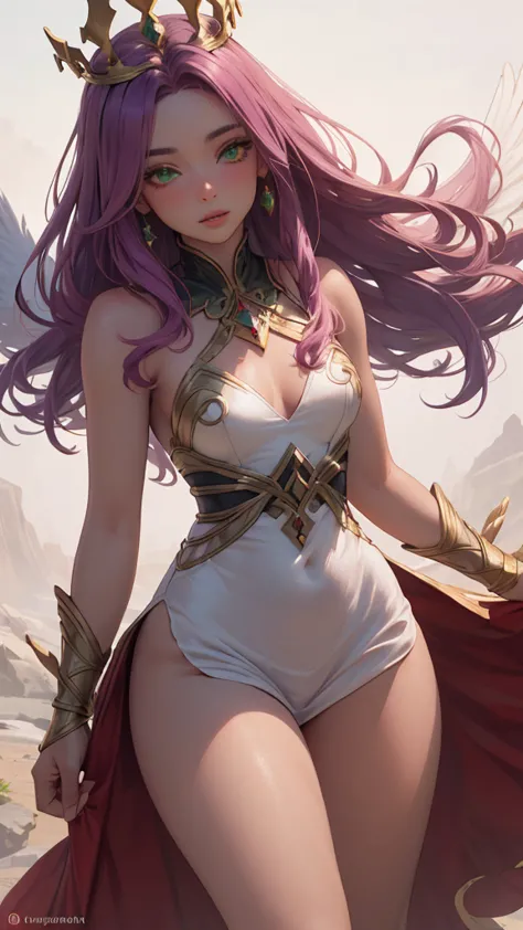 cabelo roxo (purple hair), greek goddess, sculptural body, super detailed hand, super detailed face, hyper detailed body, no def...