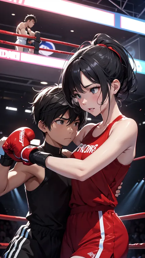 Boxing Counter、Two people fighting、Two boys and a girl、
Two gloves on each arm
