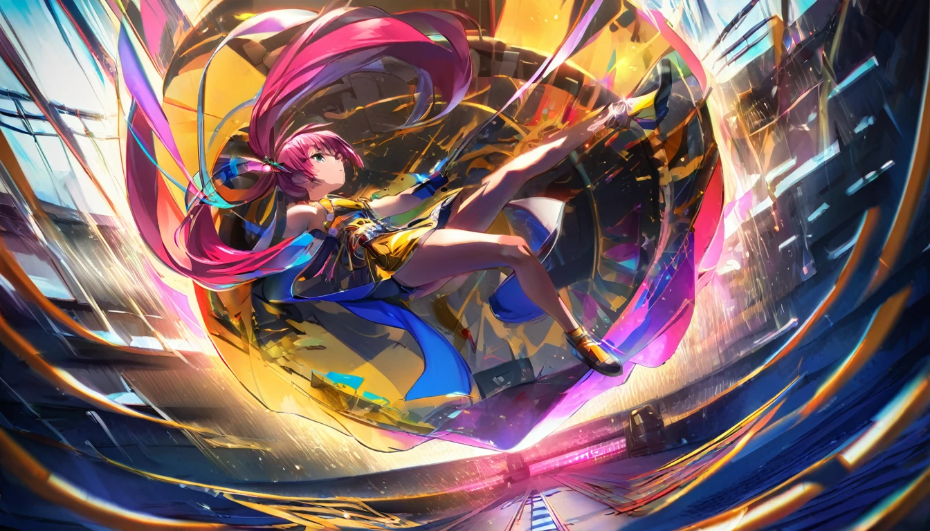 1girl, twintail girl, fighting, high kick, anime style, perfect face, long eyelashes, cinematic angle, cinematic lighting, cinematic shadows, dynamic pose, (best quality,8k,highres,:1.2),ultra-detailed,vivid colors,HDR,UHD,studio lighting,ultra-fine painting,sharp focus,physically-based rendering,extreme detail description,professional