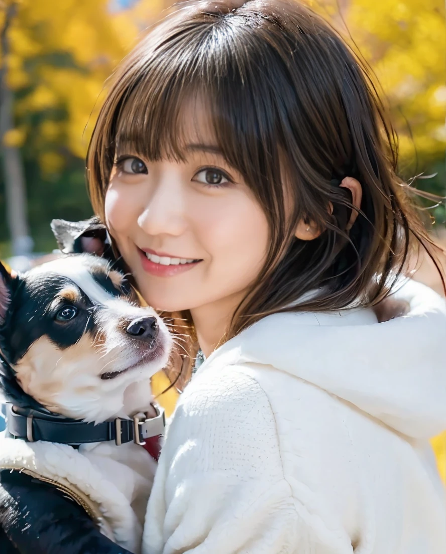 Being with a dog、A girl and a dog warming themselves by a bonfire、Lens flare、Hair blowing in the wind、Medium Short Hair、、Expressing the whiteness of one&#39;s breath、Photo from the waist up、Night city illumination shot、Cowgirl Shot、Fur coat、豪華なグレーのミンクのFur coat、Wear fine leather boots、Luxury Bags、Inner turtleneck、Silver necklace and small silver earrings Millionaire style:1.4））、Full body photo、smile、 Caustics、Highly detailed photos、Very beautiful woman 、Ample breasts、No makeup、(8K、RAW Photos、Highest quality、masterpiece:1.2)、(Realistic、Realistic)、1 Girl、((Medium Short Hair、Midwinter、Cold region Snow falling、The wind is blowing、Fluttering Hair、Blur the background、Colorful illuminations、Looking into the camera:1.4))、
