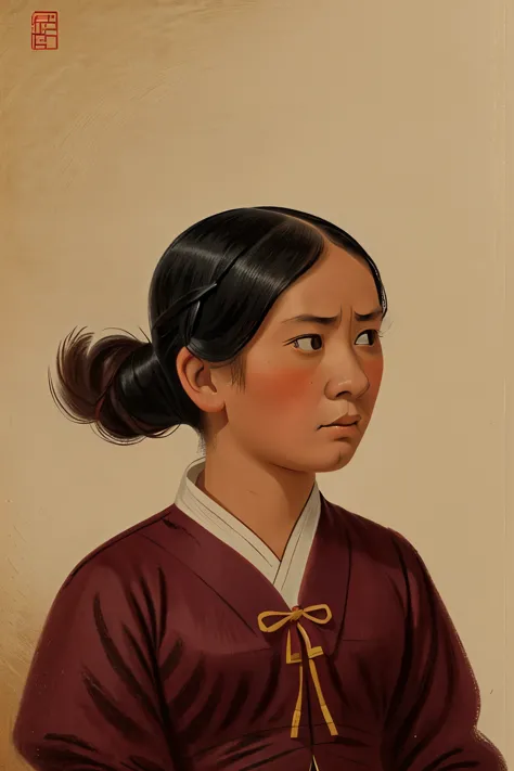 tongkou, china, 1853. a young ((((30-year-old)) whitelily)), asian girl, (((worried and scared expression))), ((((chinese clothi...