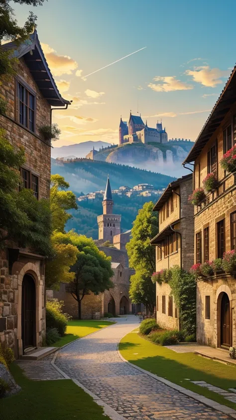 Medieval scenery、View only、city、magic、