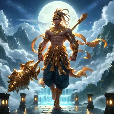 gold jewelry men, god of the moon, god, Handsome Man