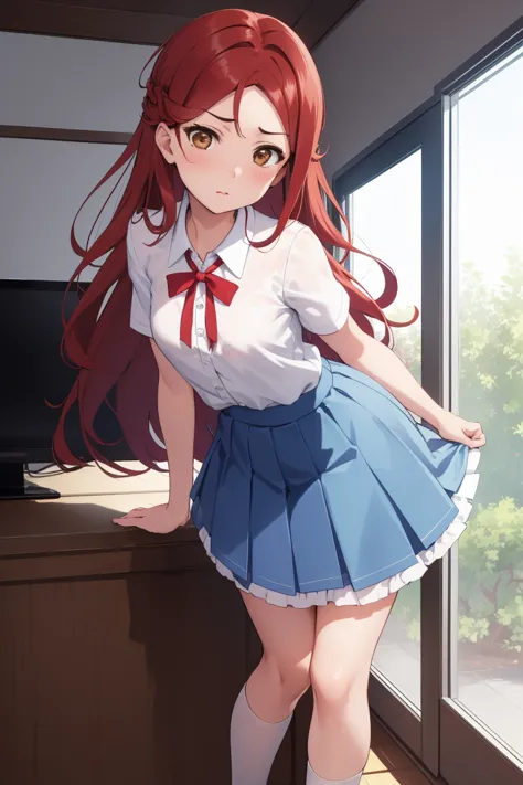 rikosakurauchi, riko sakurauchi, (brown eyes:1.5), hair between the eyes, long hair, (redhead:1.5), (small breasts:1.2), 
break ...