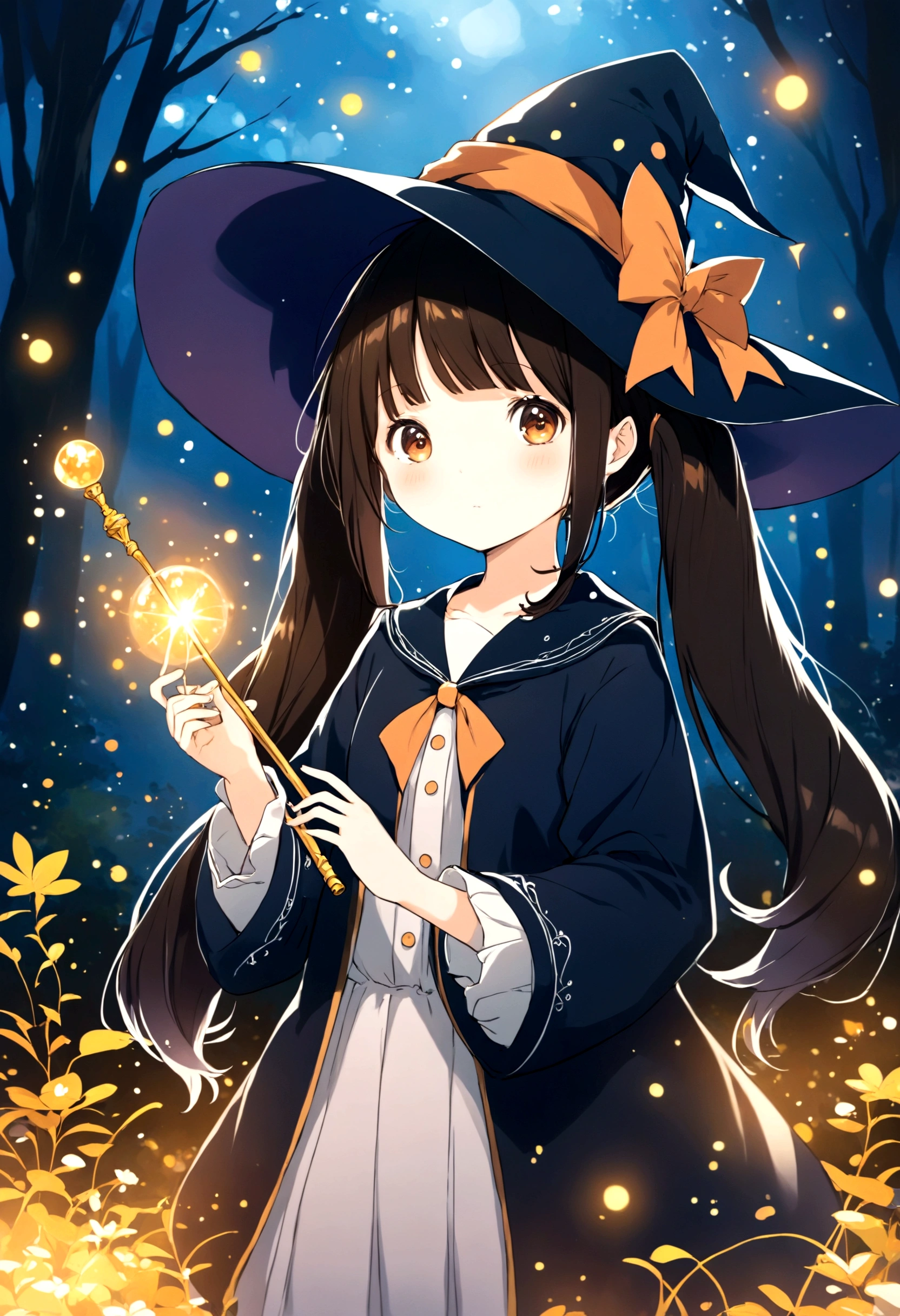 Twin Tails、, Cute anime style Hagrid, Young witches, Anime cute art style, Marisa Kirisame, Witch Girl, Anime Characters, as an Anime Characters, Possess magical powers, young wizard, A different world, Holding a magic wand