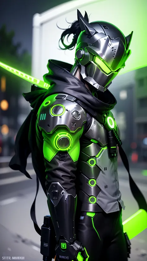 a owgenji, green, laser, neon lights