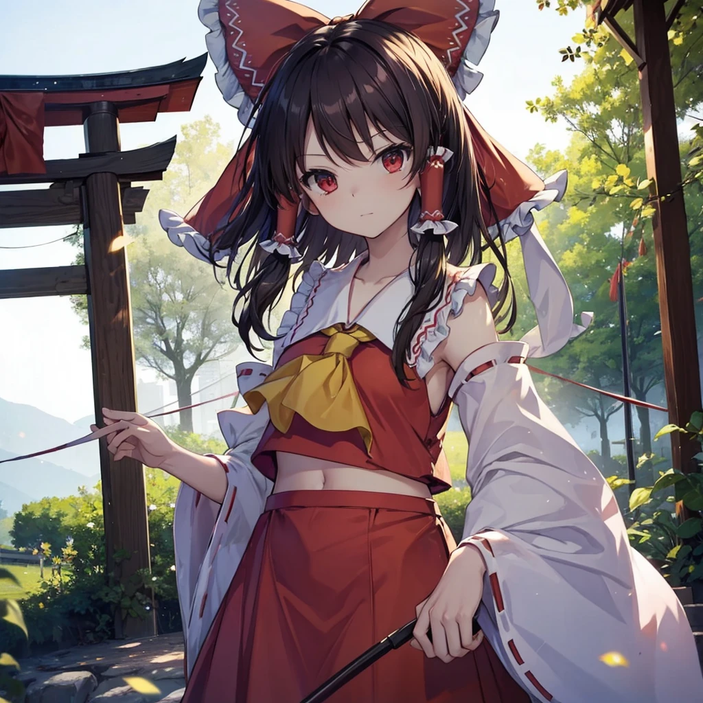 (((Reimu Hakurei)))　((Shrine maiden　shrine))　(Maple　shrine)　Shining Edge　Shining Background