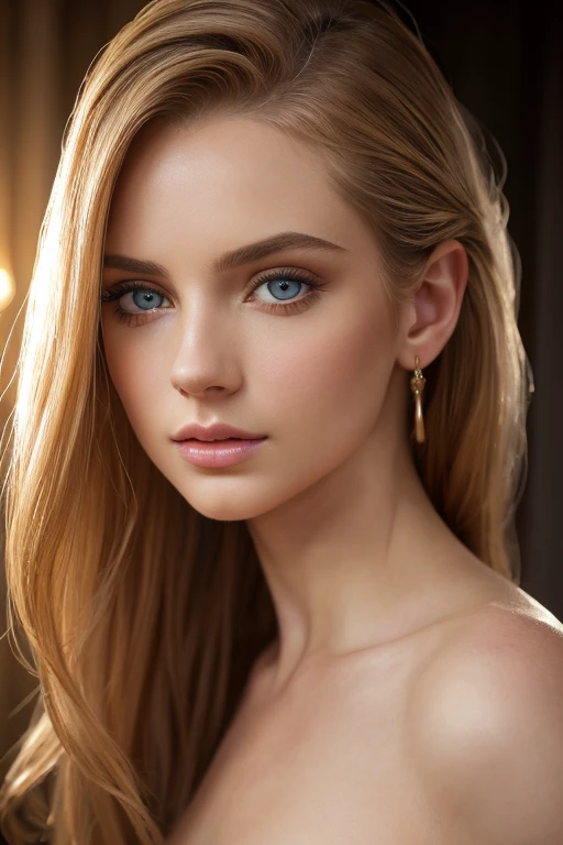 a woman with seductive eyes, beautiful detailed eyes, beautiful detailed lips, extremely detailed face, long eyelashes, porcelain skin, delicate facial features, serene expression, elegant pose, flowing hair, intricate jewelry, luxurious dress, dramatic lighting, chiaroscuro effects, cinematic composition, oil painting, impasto texture, muted color palette, warm lighting, photorealistic, (best quality,4k,8k,highres,masterpiece:1.2),ultra-detailed,(realistic,photorealistic,photo-realistic:1.37)