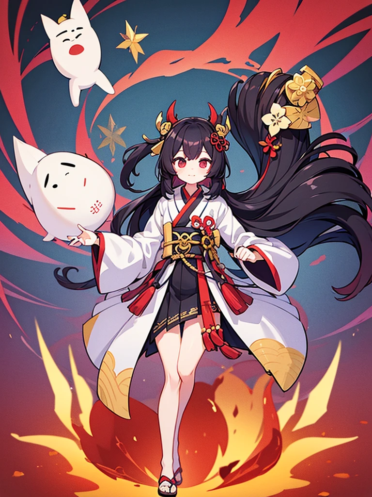 Full-body portrait、Are standing、woman、Onmyoji、白いOnmyojiの服、Combat Ready