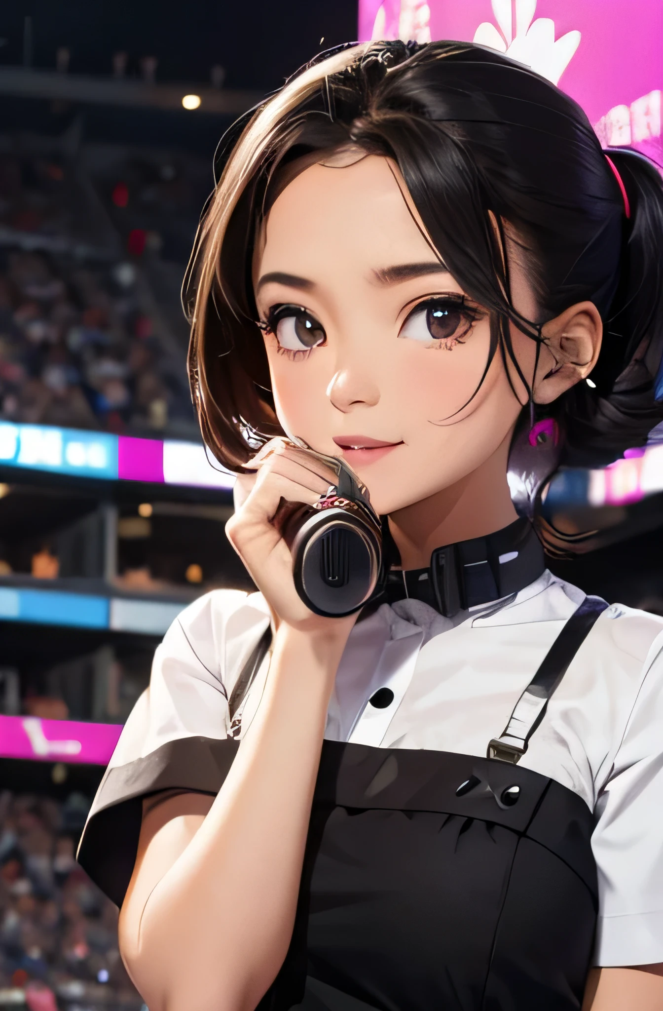 Female announcer&#39;s older sister,summer,short hair,smile,uniform,Round table,Sit down,Drink coffee,8K, Highest quality, masterpiece