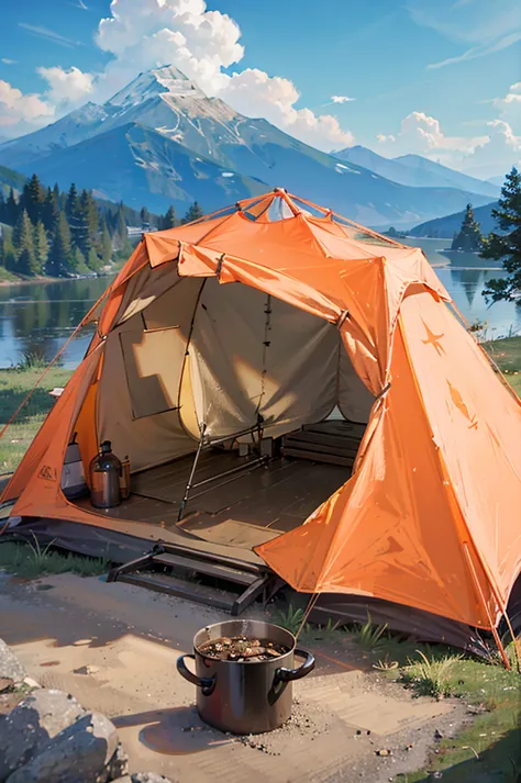 camping，tent，gourmet food，Vision，4K，