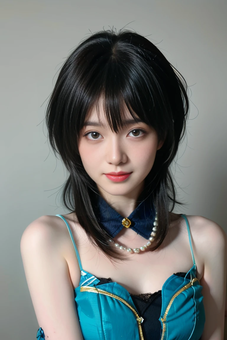 best quality, tmasterpiece,Ultra-high resolution,Clear face,（Reality：1.4），ferpect lighting，upper body photo), (photorealistic:1.50), anime wallpaper, Guviz style artwork, cover-up fantasy up to magic , by Yang J, Guviz, beautiful artwork illustration, beautiful digital artwork, beautiful digital illustration, Li Song, beautiful anime portrait, art style in Beauvot, 1girl, solo, full body, looking at viewer, smiling, closed mouth, bangs, hair between eyes, RUANMEI cosplay costume, chinese dress, chinese clothing, cosplay, RUANMEI, dress, gloves, elbow gloves, hair decoration, jewelry, high heels, indoor, In the room,