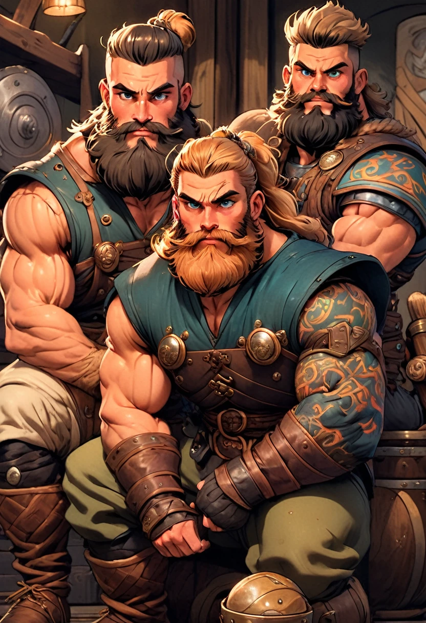 masterpiecesmall groups of viking danes danish like looksappearing young quite buffed powerlifterswel proportioned anatomically corect symetrically proportioned muscly young male danish hipster with stylish manbun and manicured fullbeard show he is under power and control of master tist danish male very well built naturally great genes dna striking hazelgreen eyes copenhagen" works in hipster bar