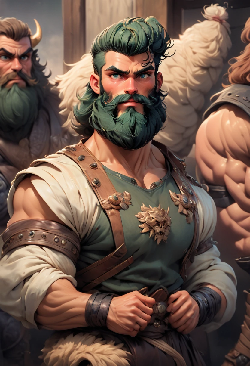 masterpiecesmall groups of bodern contemporary vikinglike young  danes danish like looksappearing young quite buffed powerlifterswel proportioned anatomically corect symetrically proportioned muscly young male danish hipster with stylish manbun and manicured fullbeard show he is under power and control of master tist danish male very well built naturally great genes dna striking hazelgreen eyes copenhagen" works in hipster bar