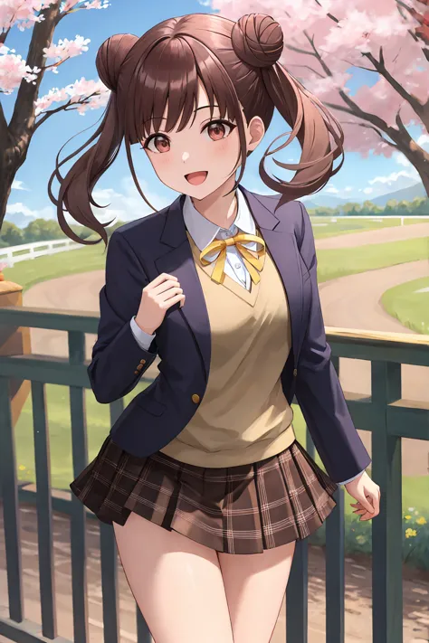 masterpiece, best quality, highres, 8k, (ultra-detailed eyes:1.1), 
aachiyoko, 17 years old, double bun, twintails, 
neck ribbon...