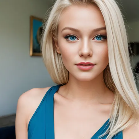 blonde woman with blue eyes, 22 years old 