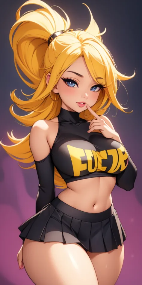 (masterpiece), (portrait), medium breasts (aesthetics), ((1 19 year old girl)), ((long hair)), ((Golden yellow short cute punk h...