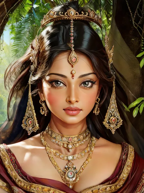 Beautiful Indian Woman,completely naked, gorgeous, Apsara, Maharani, royal queen woman, nymph from Hindu Mythology, Urvashi, mat...