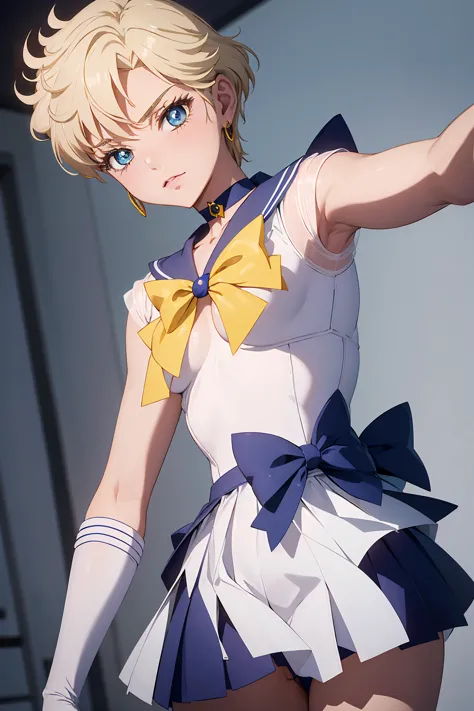 NSFW (Highest quality:1.1), (masterpiece:1.4), (Absurd:1.0), Cool look, close, 1 , {Sailor Uranus}　Sailor Warrior Uniform, Sailo...