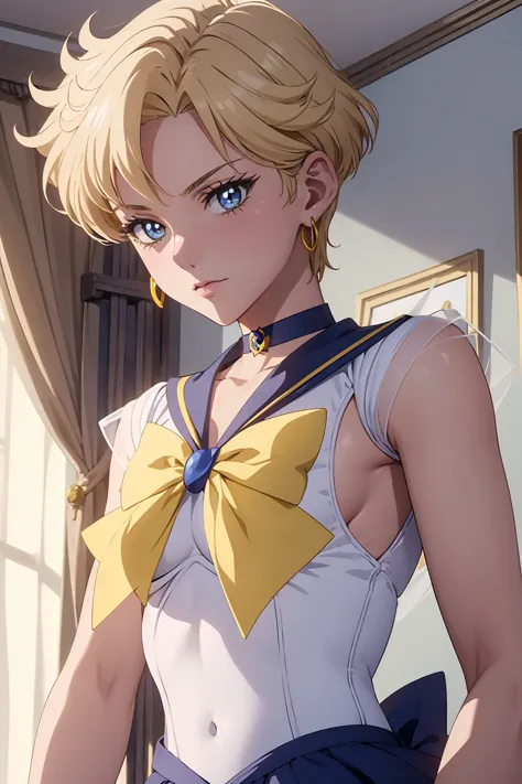 NSFW (Highest quality:1.1), (masterpiece:1.4), (Absurd:1.0), Cool look, close, 1 , {Sailor Uranus}　Sailor Warrior Uniform, Sailo...