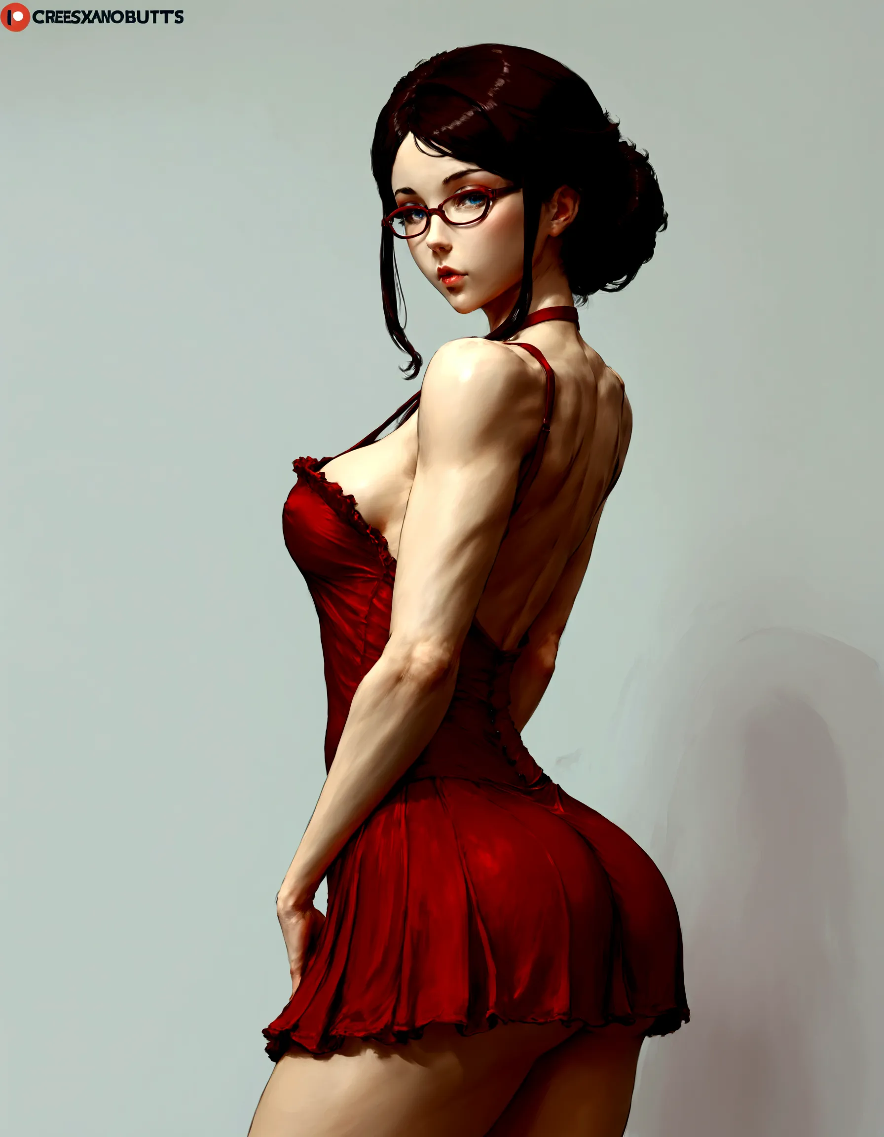 a woman in a short skirt and glasses is posing for a photo, uma garota アニメ hyper realist, hyper realist, fofasexyrobutts, realis...