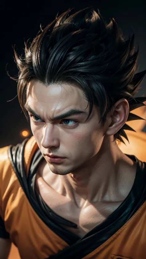 create a dragon ball character in 4k 3d quality MALE LOOKING FACING THE CAMERA IN THE IMAGE THE CHARACTER&#39;S WHOLE BODY CAN B...