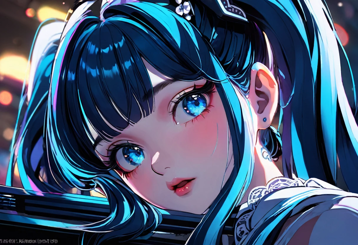 a girl with twintails, messy brush outlines, intricate detailed facial features, beautiful eyes, beautiful lips, extremely detailed face, long eyelashes, fantasy, digital art, highly detailed, masterpiece, 8k, photorealistic, vivid colors, dramatic lighting, dramatic shadows, glowing effects, mystical, ethereal, moody, cinematic, concept art