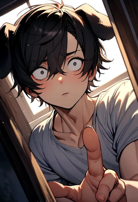 1boy, solo, black hair, short hair, brown eyes, hair between eyes - SeaArt  AI