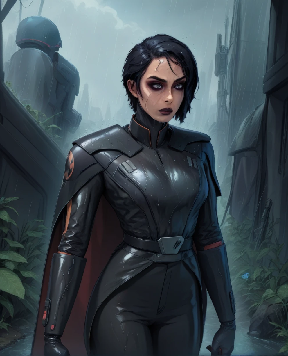 score_9,score_8_up,score_7_up,score_6_up, Black woman sabine wren ,,black hair, FULL body, wet, armor,gloves,black bodysuit,black cape,belt,rain, science fiction,sith base, star wars, outdoors, rain, solo,fflixbag wearing armor sabine wren
space_girl
