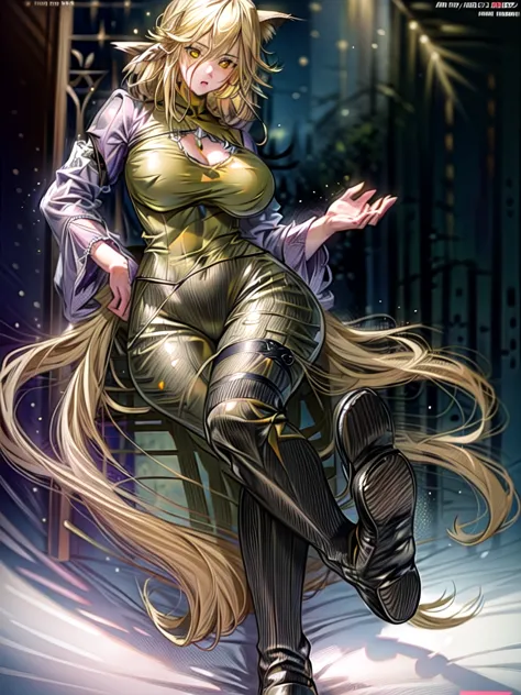 degenbrecher(arknights), blonde hair, (yellow eyes:1.5), long hair, (large breasts:1.2), thick,
break ((socks)),
break looking a...