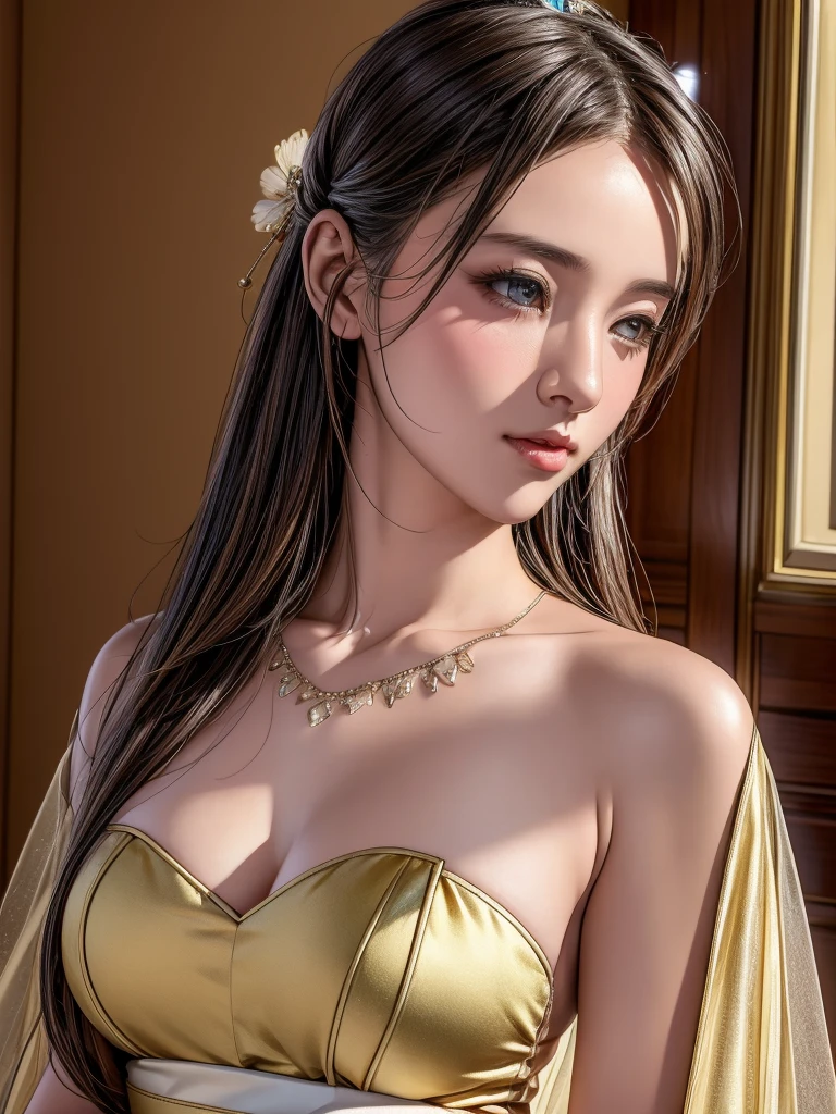 Great quality, masterpiece, High Resolutiupon, One girl, blush, (Captivating smile: 0.8), Star Eyes, chinese hanfu, hair accessory, necklace, jewelry, beauty, upon_body, Tyndall effect, realism, Shadow Room, Light Edge, Two-tupone Lighting, (Skin with attention to detail: 1.2), 8K UHD, SLR, Soft Light, high quality, Volumetric lighting, snapshot, High Resolutiupon, 4K, 8K, Background Blur, Light tulle,