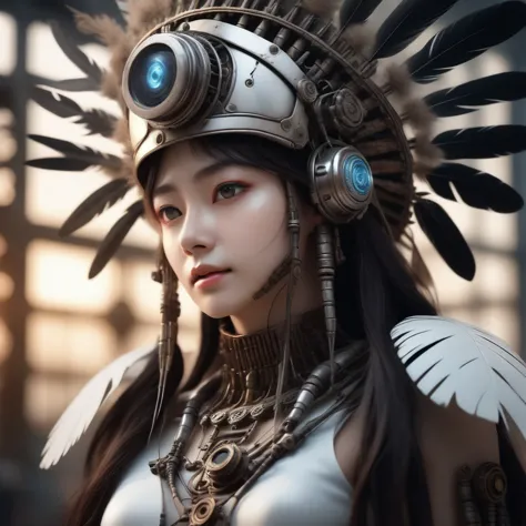 1girl,solo, wearing an indigenous feather headdress, ultra high resolution, (((masterpiece))), (((best quality))), ((super detai...