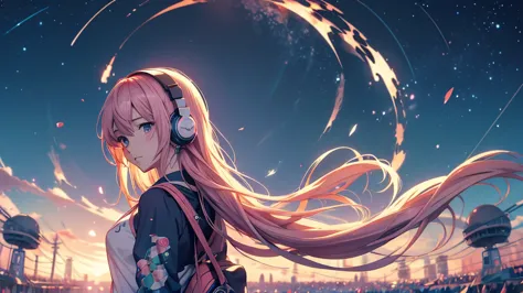 woman wearing headphones, anime style 4 k, anime wallpaper 4k, anime wallpaper 4k, 4k anime wallpaper, anime art wallpaper 4k, a...