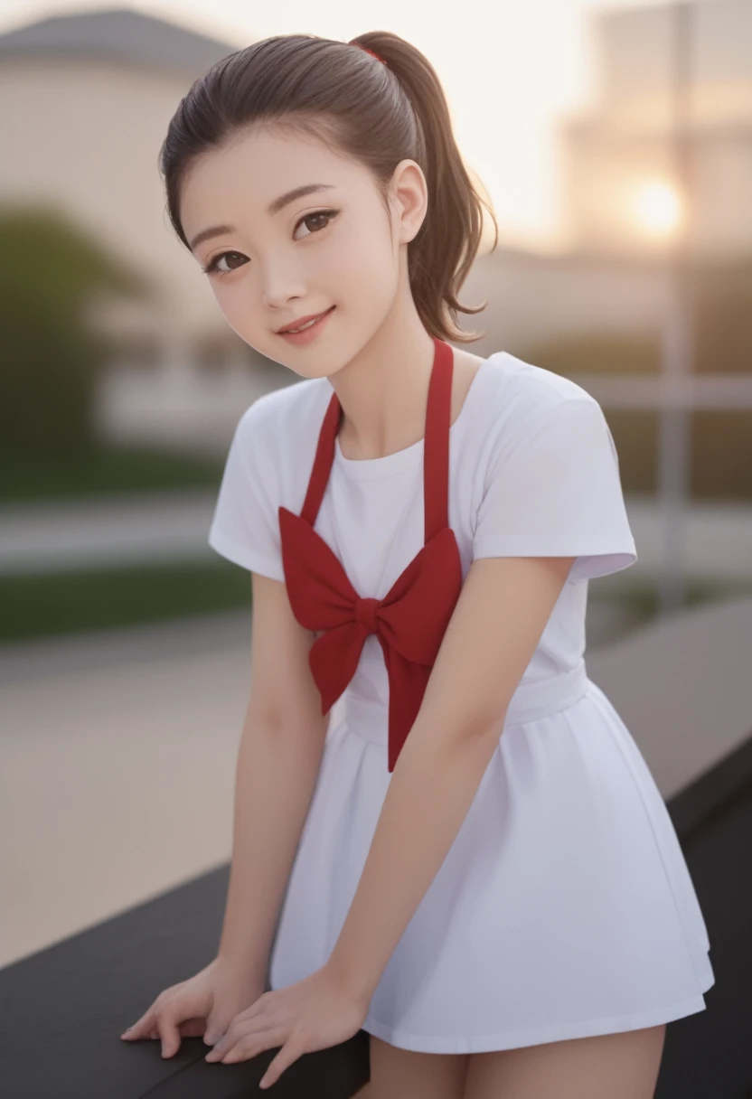 (masterpiece, best quality:1.2), 8k, official art, raw photo, incredibly absurdres, (sailor uniform, serafuku:1.0), 15 years old,highschool student,beautiful girl, pretty face, arch back, close up, , short sleeve, gardenia, violaceaess, (short ponytails:1.3),teen, classroom, looking at viewer, no makeup, film grain, chromatic aberration, sharp focus, facelight, dynamic lighting, cinematic lighting, detailed eyes and face, bokeh background,(cowboyshot:1.3),(small brests:1.2),(skinny:1.2),(smile:1.2),(school swimsuit:1.0),(fullnude:1.0),(show pussy:1.4),(bottomless:1.6),