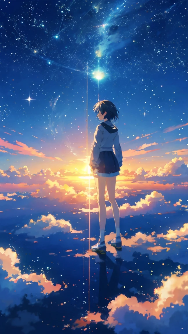 anime - style scene of a beautiful sky with a star and a planet, cosmic skies. by makoto shinkai, anime art wallpaper 4k, anime art wallpaper 4 k, anime art wallpaper 8 k, anime wallpaper 4k, anime wallpaper 4 k, 4k anime wallpaper, anime sky, amazing wallpaper, anime background, heaven planet in background, anime background art no humans landscape